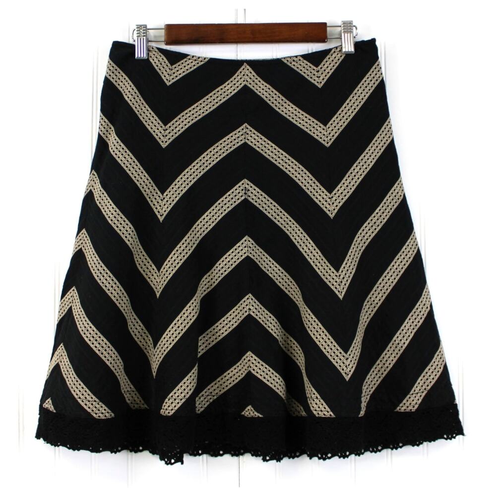 Ann Taylor Petite Size 2P Skirt A-Line Chevron‎ Bohemian Coquette Whimsygoth